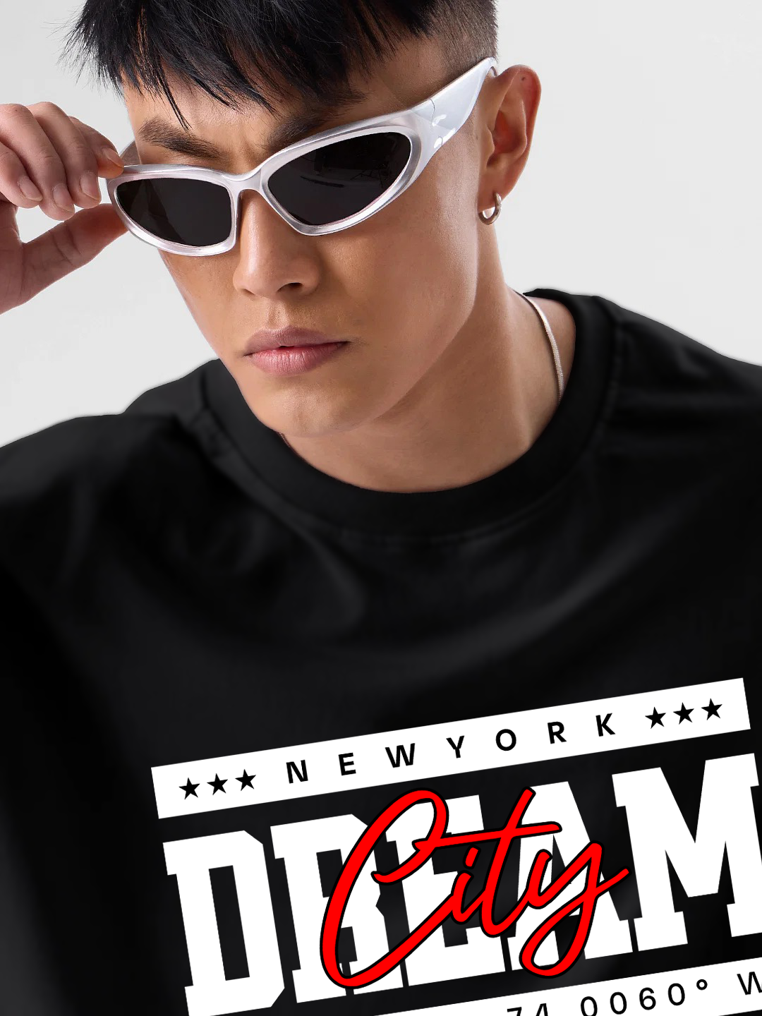 Oversized Drop Shoulder Black T-Shirt – DREAM Cotton Terry Streetwear Tee for Men