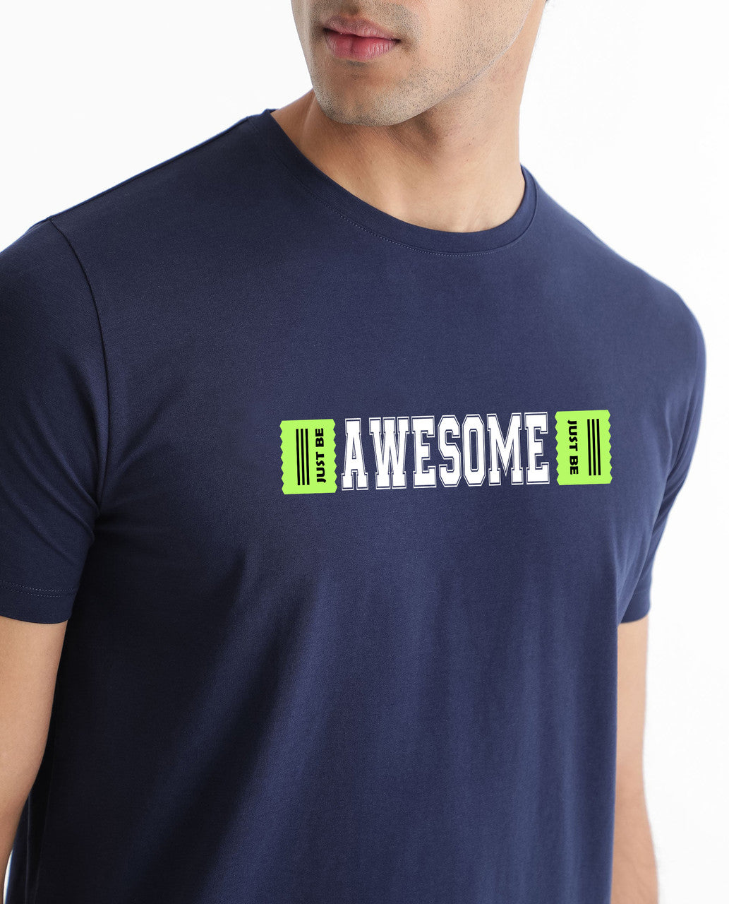 AWESOME Printed Navy Premium cotton tshirt