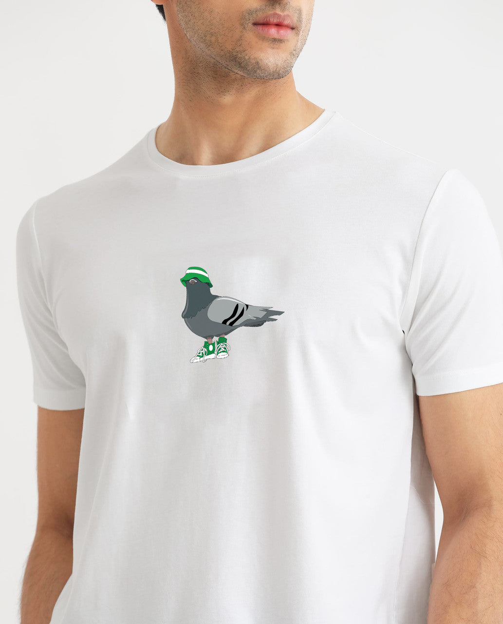 Pigeon Printed Round Neck Premium Cotton Tshirt For Men's