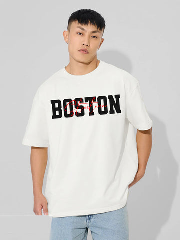 Oversized Drop Shoulder Black T-Shirt – Boston Streetwear Cotton Terry Streetwear Tee for Men