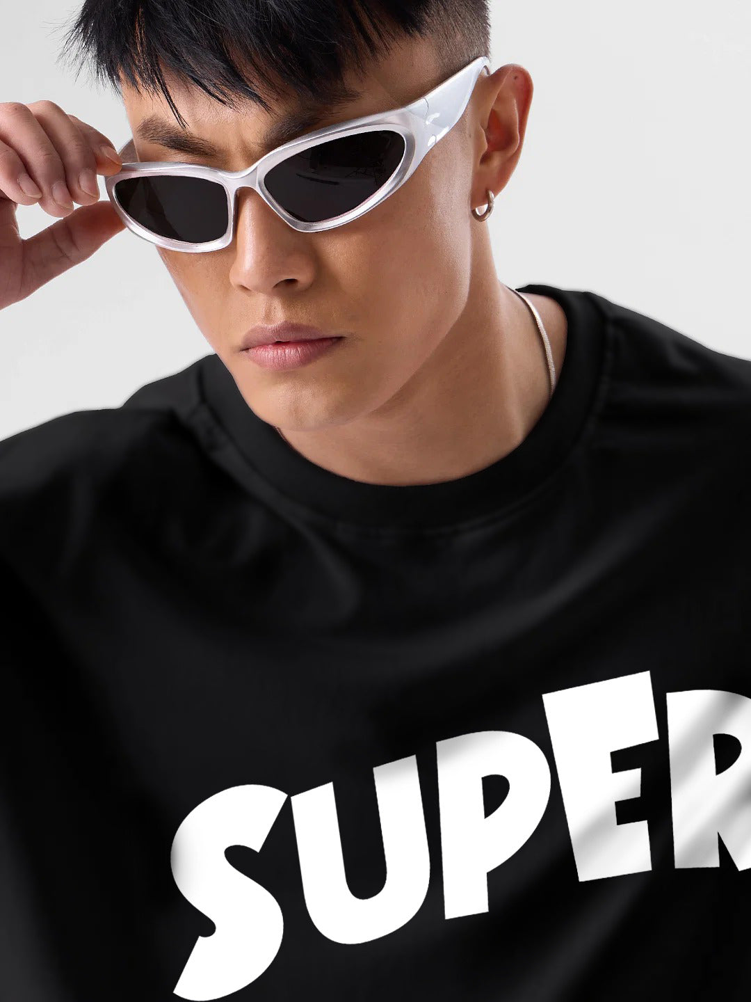 Oversized Drop Shoulder Black T-Shirt – Super Cotton Terry Streetwear Tee for Men