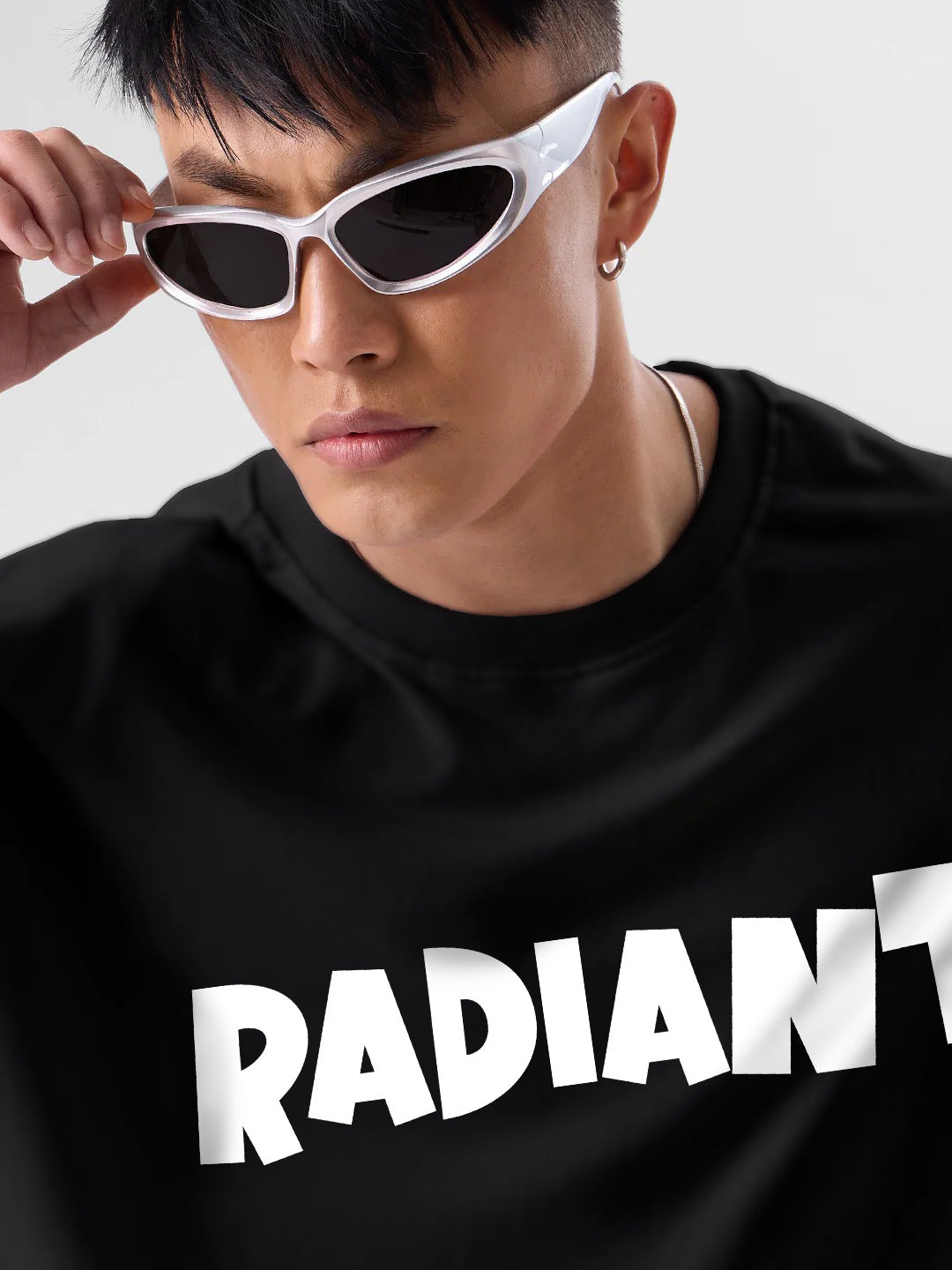 Oversized Drop Shoulder Black T-Shirt – RADIANT Cotton Terry Streetwear Tee for Men