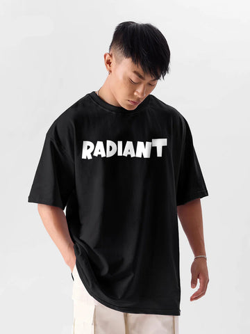 Oversized Drop Shoulder Black T-Shirt – RADIANT Cotton Terry Streetwear Tee for Men