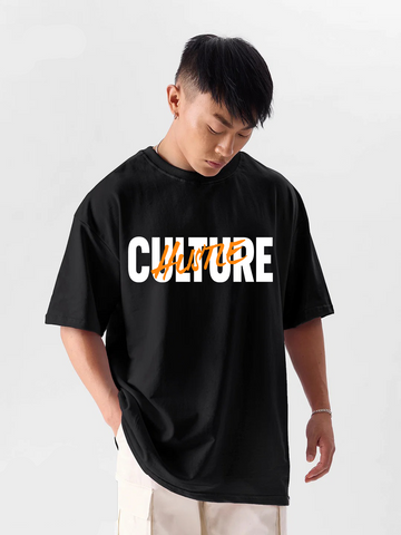 Oversized Drop Shoulder Black T-Shirt – Hustle Culture Cotton Terry Streetwear Tee for Men