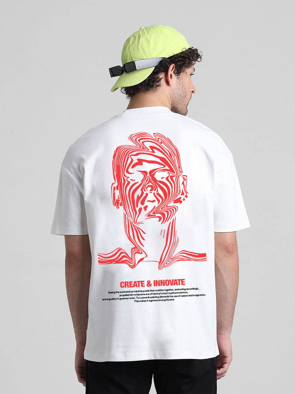 T-Hustler Red Face Back Printed Oversized Cotton Terry T-Shirt – Half Sleeve Round Neck