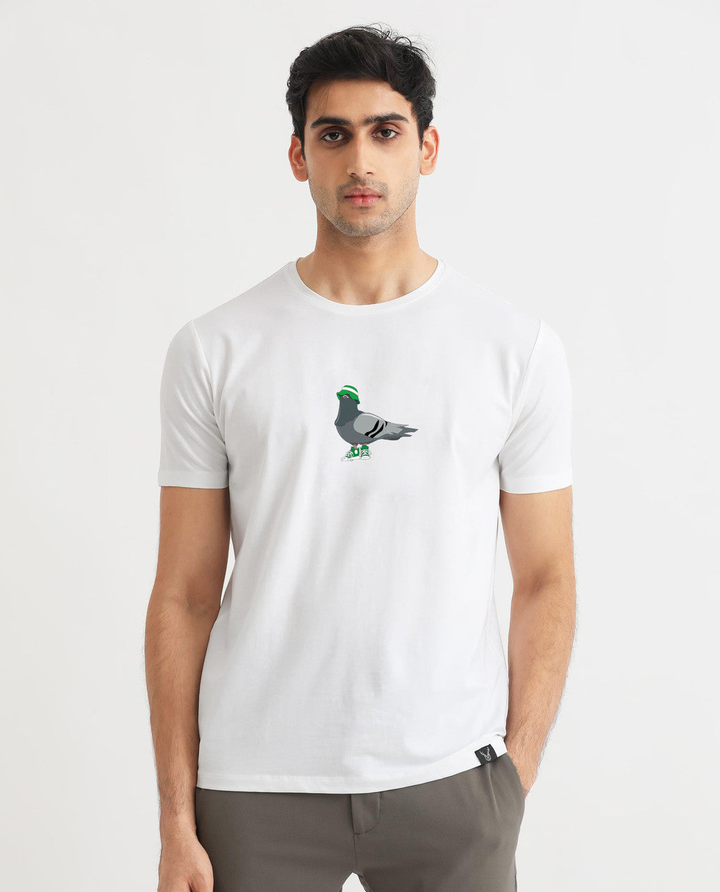 Pigeon Printed Round Neck Premium Cotton Tshirt For Men's