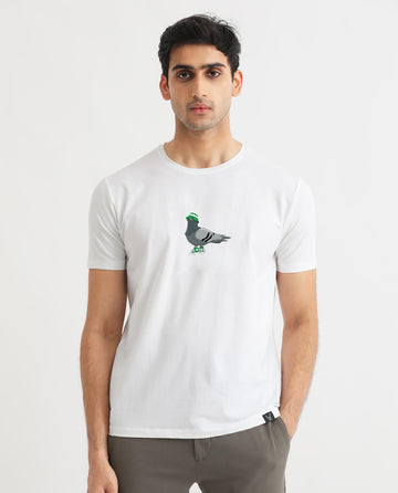 Pigeon Printed Round Neck Premium Cotton Tshirt For Men's